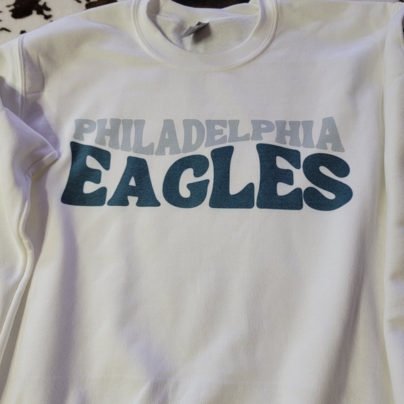 Philadelphia Eagles Football White Crewneck Sweatshirt - Picture 6 of 9